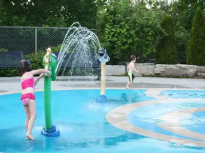 sprayer spouting water in the splash pad