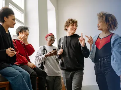 Group of young people talking